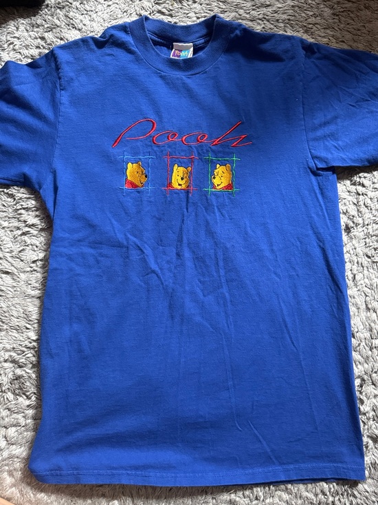 Disney Tops - Vintage Winnie The Pooh T-Shirt 90s Disney Woman's Medium Blue (Like New)